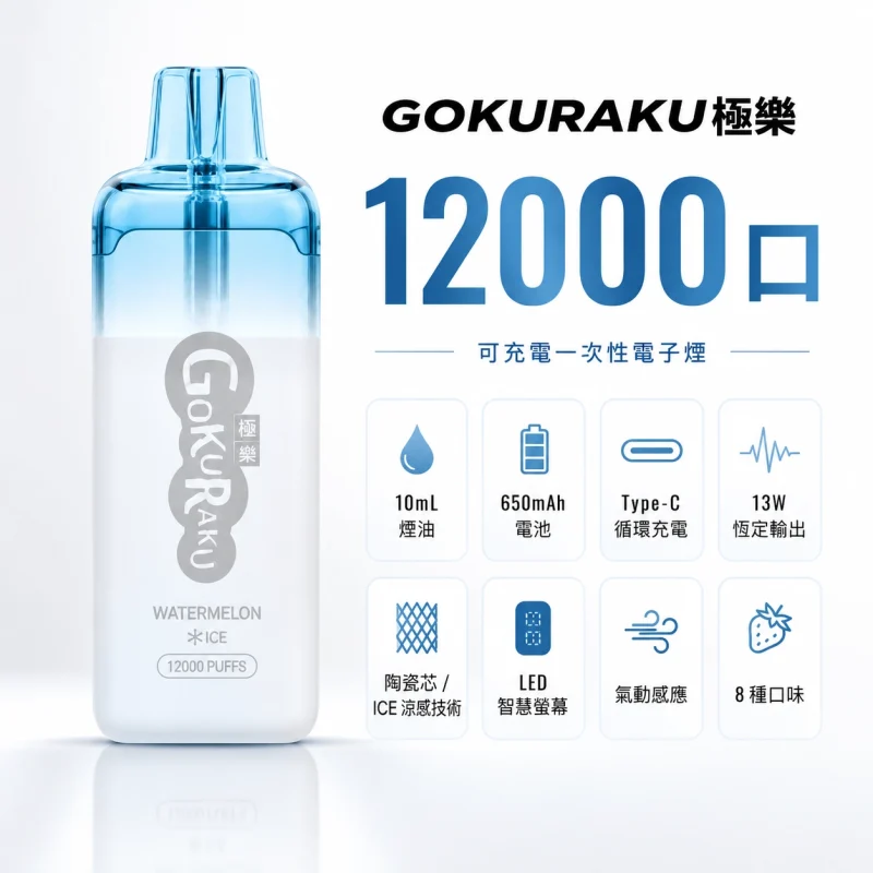 一次性電子煙｜GOKURAKU 極樂｜12000口 產品圖片 1
