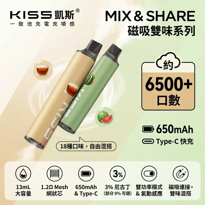 一次性電子煙｜KIS5 磁吸雙味 6500口 產品圖片