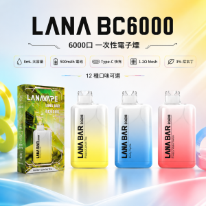 一次性電子煙｜LANA BC 6000口｜8mL 1.2Ω網狀芯 型別-C可充電